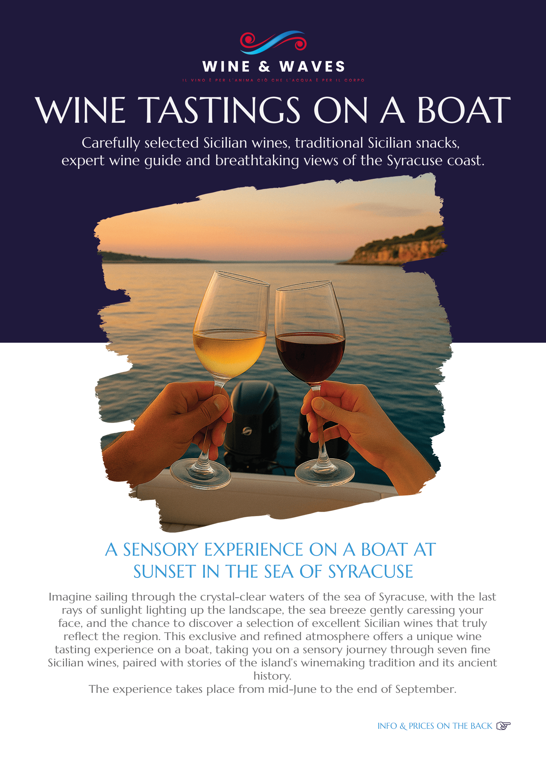Wine at sunset on the boat